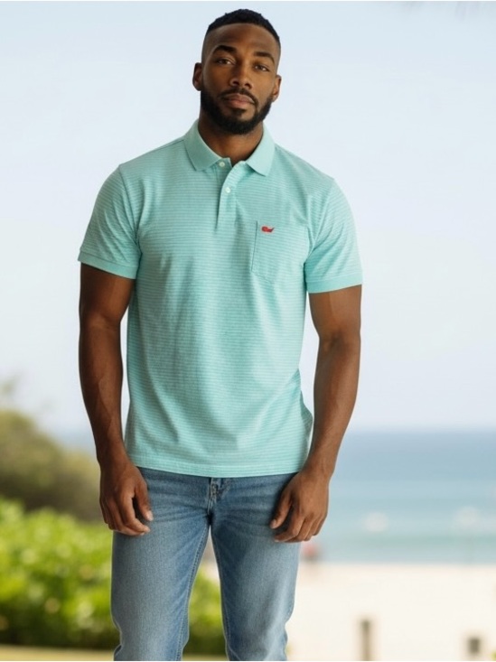 Peter Millar Other - Peter Millar Men's XL Mint Green & White Striped Polo Shirt with Chest Pocket